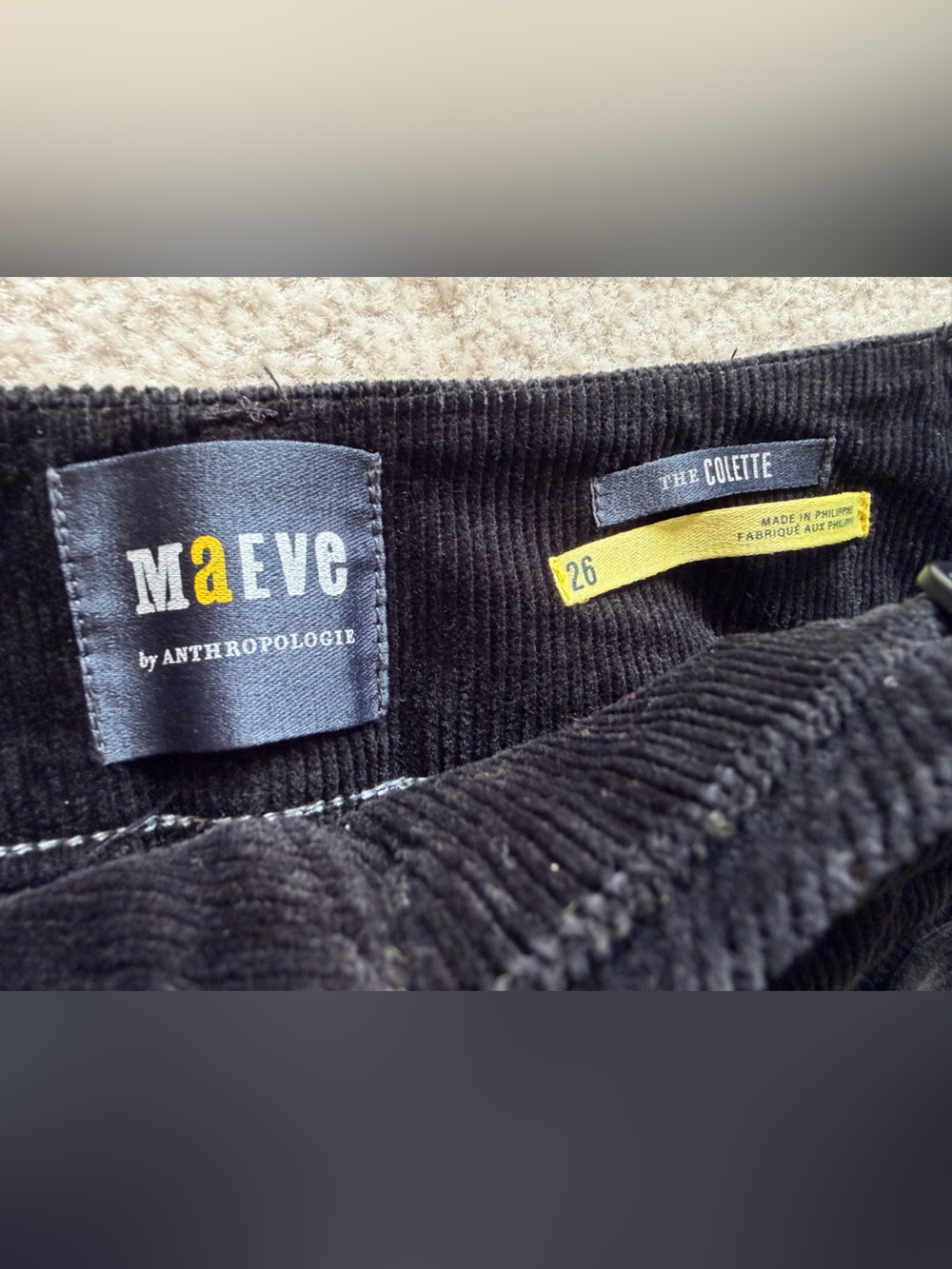 Maeve Anthropologie The Colette Black Corduroy Wide Leg Crop Pants Size 26 - Picture 3 of 8
